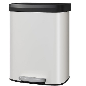 13.2 Gallon Trash Can with Soft Close Plastic Lid, Stainless Steel Garbage Can for Kitchen, Step-on Waste Bin with Liner Rim, Rear Handle, - 1 of 4