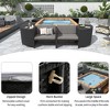 Outdoor Patio Rattan Spa Surround Frame Sofa Set with Storage Spaces and Wooden Bench - 3 of 4