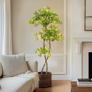 5FT /6FT Artificial Olive Tree with LED Lights –  Realistic Leaves & Handcrafted Trunk – Fake Indoor Tree - 1 of 4