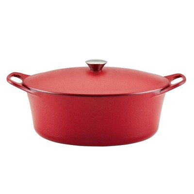 Rachael Ray 5qt Enameled Cast Iron Dutch Oven Casserole Pot With Lid Red :  Target