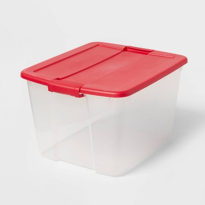 66qt Latching Clear Storage Box with Red Lid - Brightroom™