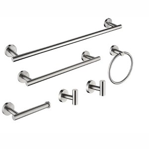 OUTSUPPLY 6-Piece Stainless Steel Bathroom Set, Wall Mount Towel Rack & Hooks, Rustproof Bath Accessories - 1 of 4