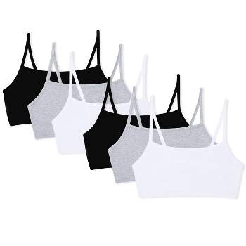 Fruit of the Loom Women's Tank Style Cotton Sports Bra 6-Pack Sand/Heather  Grey/Blushing Rose/White/Black/Charcoal 36