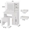 Vanity Desk with Mirror, Makeup Vanity Set with Drawers & Cabinet & Chair, Dressing Table with Hairdryer Holder for Bedroom - 2 of 4