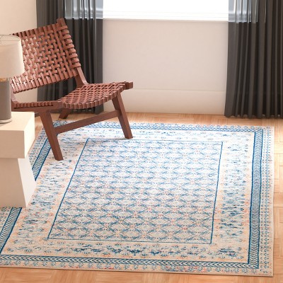 Brentwood Blue and Yellow Synthetic 3' x 5' Area Rug