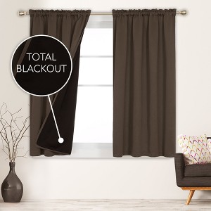 Deconovo ModernLuxury BlackOut RodCurtains For LivingRoom or BedRoom，Easy Clean,2Panels - 1 of 4