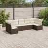 vidaXL 7 Piece Patio Sofa Set with Cushions - Brown and Cream Without Table - 2 of 4