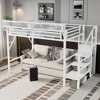 White Twin XL Size Loft Bed with Stairs Metal Full Loft Bed with Storage Shelves and Wardrobe for Kids Teens - 4 of 4