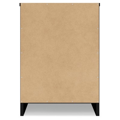 Black Transitional 1-Drawer Nightstand with Open Cubby