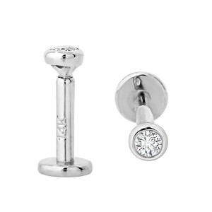 Jewelry Avalanche Unisex 14K Gold Bezel Set 2mm Diamond Labret Studs, Monroe, Lip Ring, 16G - 1 of 4