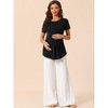 cheibear Women's Casual Round Neck Short Sleeve Maternity Loungewear T-Shirt - 2 of 4