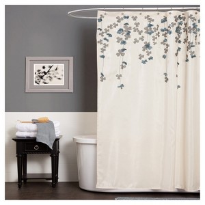 Flower Drops Shower Curtain Ivory/Blue - Lush Decor