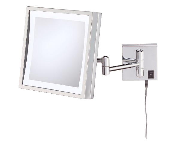 Square Single-Sided LED Lighted Wall Magnified Makeup Bathroom Mirror Polished Nickel - Aptations