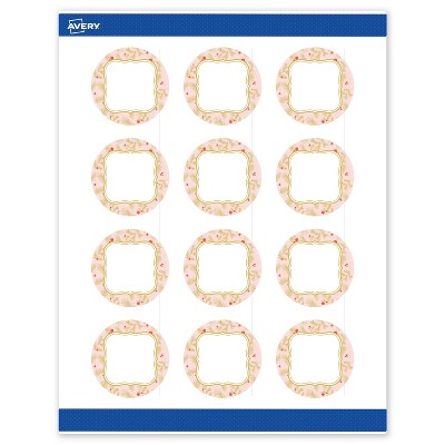 Avery Labels, 2" Diameter, Gold-Pink Berries, Matte, 120ct