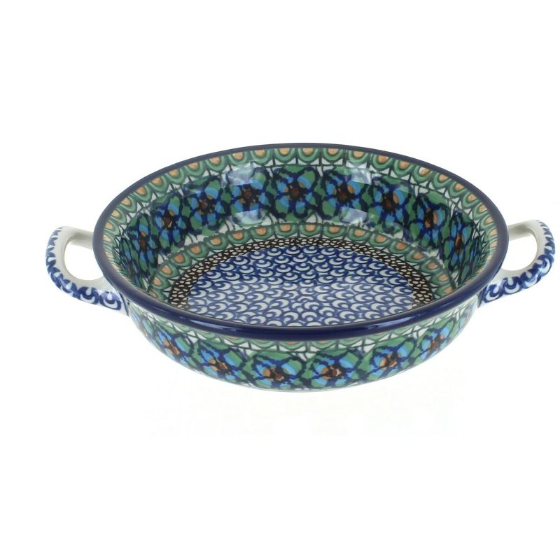 Blue Rose Polish Pottery C40 Ceramika Artystyczna Mini Casserole Dish with Handles, 1 of 2