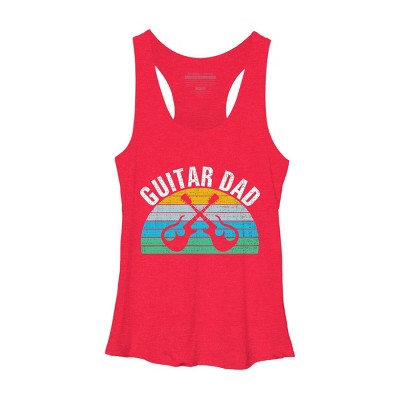 Women's Design By Humans Retro Dueling Electric Guitar Dad By DragonTee Racerback Tank Top