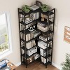 86" L-Shaped 7-Tier Corner Bookshelf with beaded design. Tall display rack for living room or bedroom. - 4 of 4