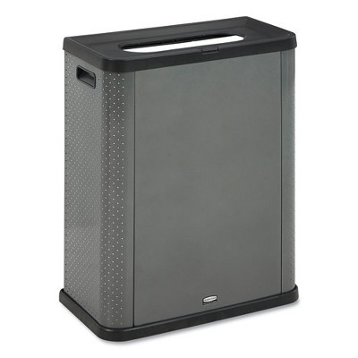 Rubbermaid Commercial Elevate Decorative Refuse Container, Landfill, 23 gal, Plastic/Metal, Pearl Dark Gray
