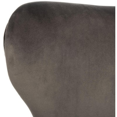 Shale Velvet & Gold-Capped Wood Transitional Accent Chair