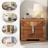 Sapphtopaz Retro Nightstand with Storage Drawer Wood Diamond Shaped Side Table with Silver Metal Handle Storage Closet for Bedroom,Living Room - 3 of 4