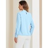Allegra K Women's Business Casual Stand Collar Chiffon Long Sleeve Blouse - 3 of 4