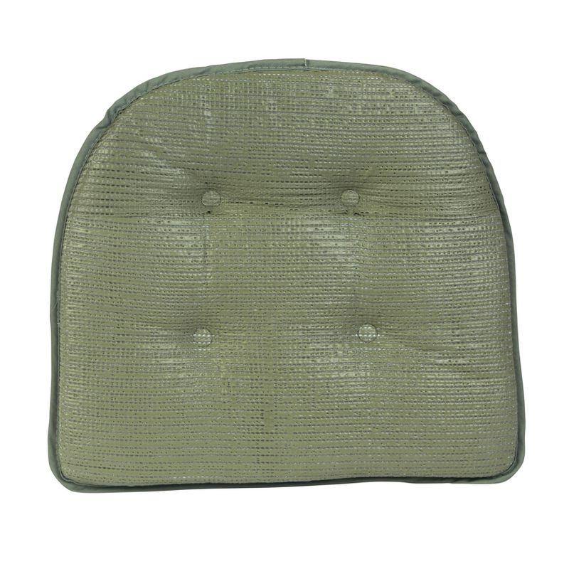 Gripper 15&#34; x 16&#34; Non-Slip Twill Tufted Chair Cushions Set of 4 - Celedon Green, 3 of 4