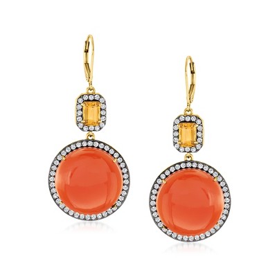 Ross-Simons Carnelian and 3.80 ct. t.w. Multi-Gem Drop Earrings in 18kt Gold Over Sterling