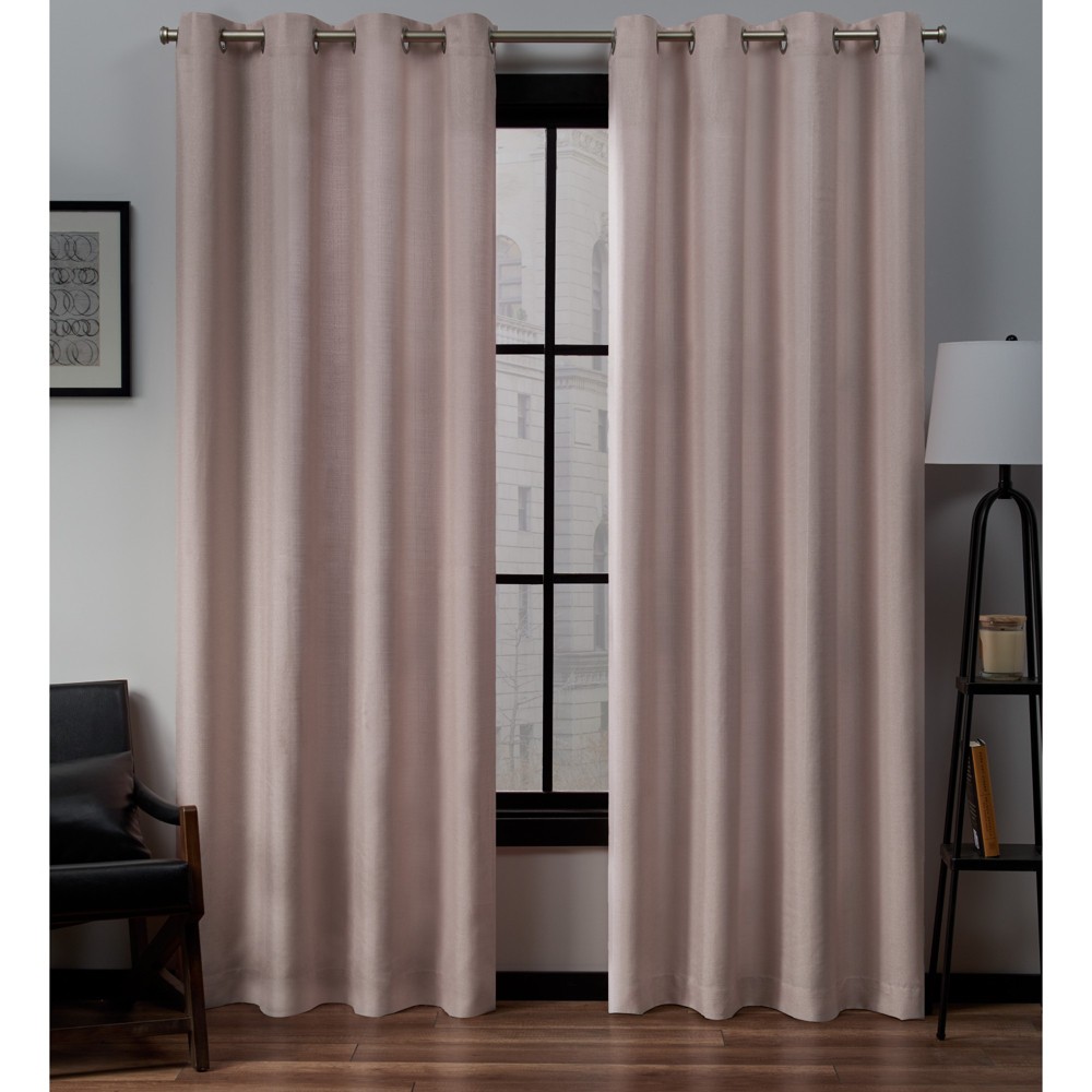 Photos - Curtains & Drapes Set of 2  Loha Linen Grommet Top Light Filtering Curtain Panel B(108"x54")