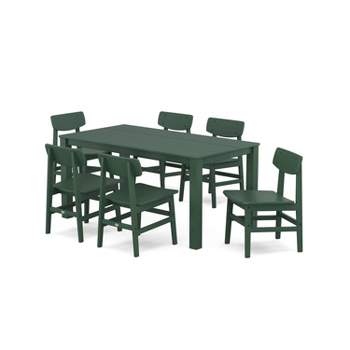 POLYWOOD 7pc Modern Studio Urban Chairs and Parsons Table Outdoor Patio Dining Set