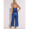 INSPIRE CHIC Women's Glitter V Neck Sleeveless Spaghetti Strap Party Cami Jumpsuits - image 3 of 4