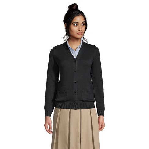 Lands' End School Uniform Women's Cotton Modal Button Front Cardigan ...