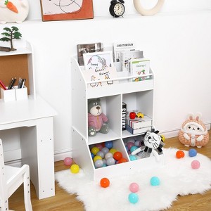 Kids Bookshelf and Toy Storage, Wood Book Shelf Organizer for Toddler, Playroom Storage, Children's Storage Cabinet, White Bookshelf Organizer - 1 of 4