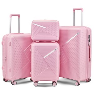 4 PCS Expandable PP Material Hard Shell Lightweight Luggage Set with Mute Spinner Wheels and TSA Lock 14"20''24''28'' 4L - ModernLuxe - 1 of 4
