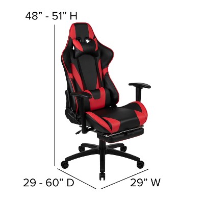 X30 Ergonomic Red Leather Gaming Chair with Reclining Back and Footrest
