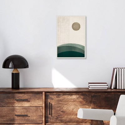 Modern Abstract Landscape Canvas Art with White Beaded Frame