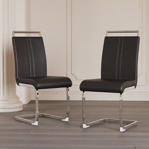 CENGHU Modern Dining Chairs Set of 4, Upholstered PU Faux Leather Side Chair with C-shaped Tube Plating Metal Legs, Guest Office Chair - 1 of 4