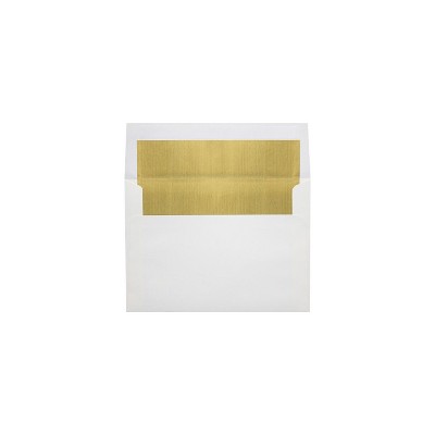 LUX A6 Foil Lined Invitation Envelopes 4 3/4x6 1/2  White w/Gold Lining FLWH4875-04-50
