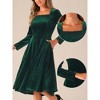 Allegra K Women's Square Neck Pocket High Waist Puff Long Sleeve Elegant Velvet Dresses - 2 of 4