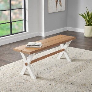 48" Chelsea Dining Bench Warm Cherry - Alaterre Furniture: Solid Birch, X-Leg Trestle Base, for Entryway or Bedroom - 1 of 4