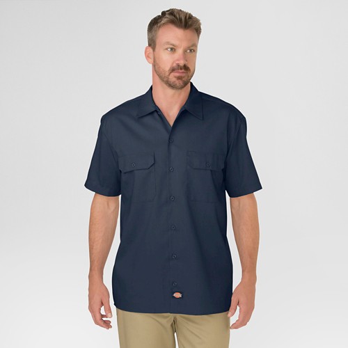 petiteDickies Men's Big & Tall Original Fit Short Sleeve Twill Work Shirt- Dark Navy XXXL, Dark Blue