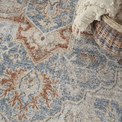 Denim Multicolor Floral Synthetic 4' x 6' Reversible Area Rug