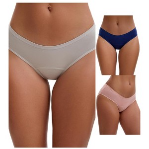 INSPIRE CHIC 3 Layers Period Leak Proof Briefs for Women's Cotton Mid-Waisted Underwear 3 Packs - 1 of 4