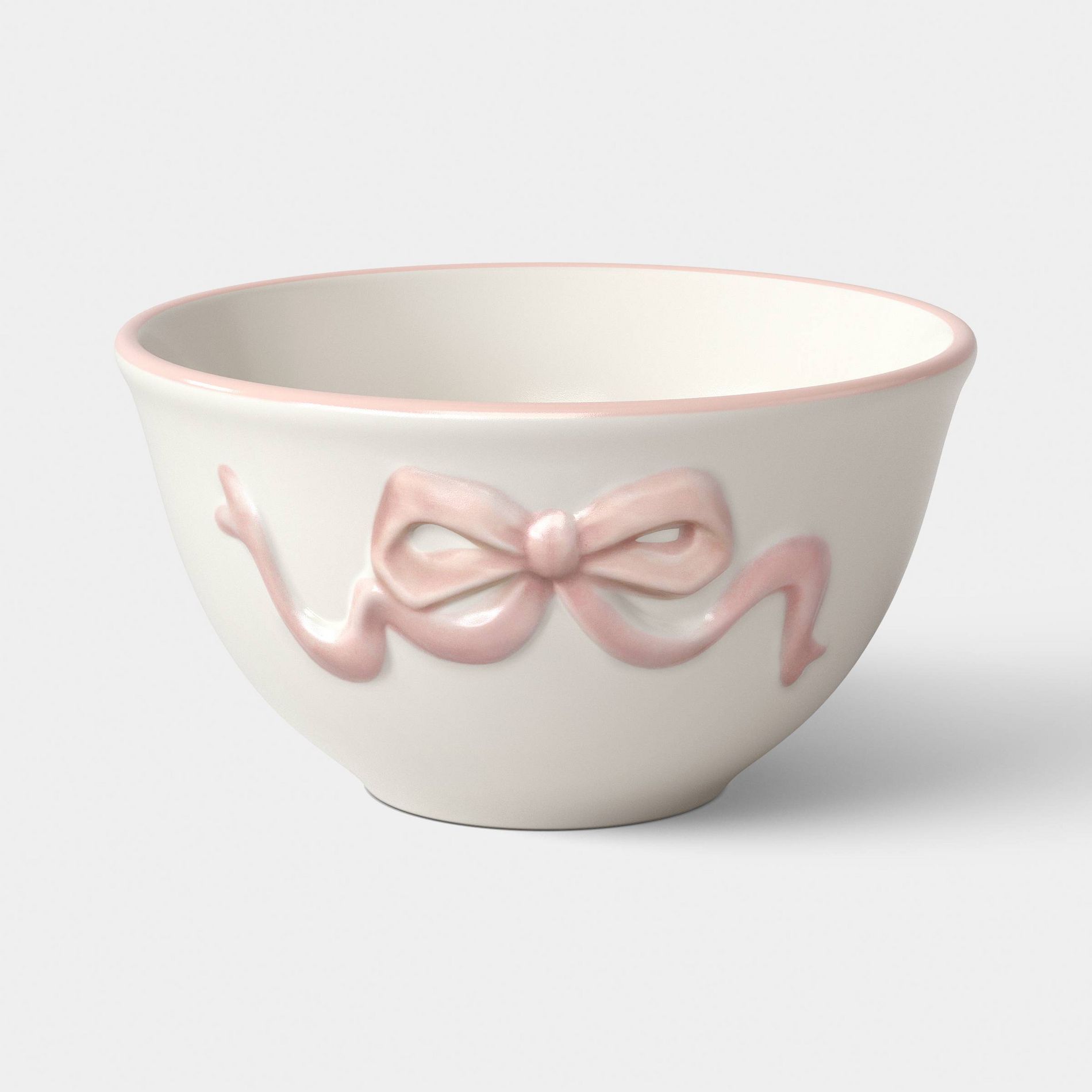 6.37 fl oz Stoneware Bow Mini Bowl Cream - Room Essentials™
