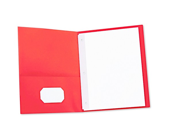 Universal&#174; Two-Pocket Portfolios with Tang Fasteners, 11 x 8-1/2, Red, 25/Box
