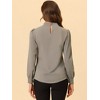 INSPIRE CHIC Women's Office Keyhole Elegant Stand Collar Long Sleeve Back Neck Button Blouse - 4 of 4