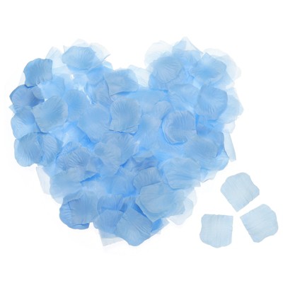 Unique Bargains Wedding Birthday Decor Artificial Silk Flower Rose Petals 2x2 Inch 1200 Pcs Light Blue