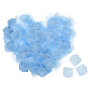 Unique Bargains Faux Silk Artificial Flower Rose Petals for Wedding Decoration 2x2 Inch 3200 Pcs Light Blue - 1 of 3