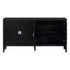 Hostack Sideboard with Circular Groove Doors and Round Metal Handles for Living Room, Black - 2 of 4