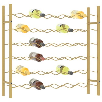 Gold Metal 36-Bottle Wine Rack with Golden Hardware