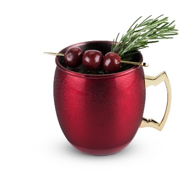 Twine Red Moscow Mule Mug, Stainless Steel, 16 oz Capacity, Holiday Gift, Cocktail Drinkware